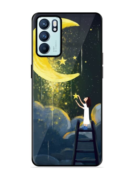 Moonlight Healing Night Illustration Glossy Metal TPU Phone Cover for Oppo Reno 6 (5G) Zapvi