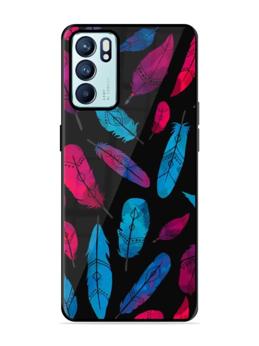 Feather Art Glossy Metal Phone Cover for Oppo Reno 6 (5G) Zapvi