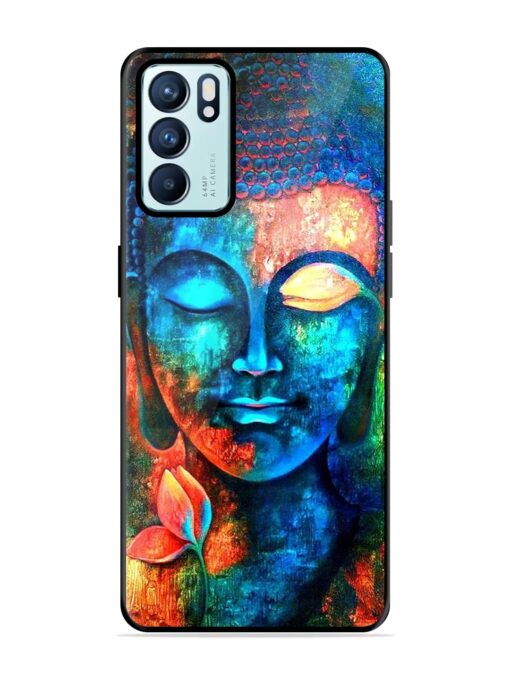 Buddha Painting Glossy Metal Phone Cover for Oppo Reno 6 (5G)