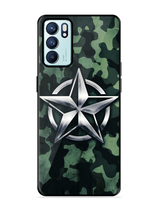 Indian Army Star Design Glossy Metal Phone Cover for Oppo Reno 6 (5G) Zapvi