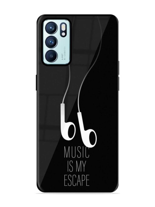 Music Is My Escape Glossy Metal Phone Cover for Oppo Reno 6 (5G) Zapvi