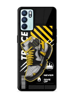 Shoe Background Glossy Metal Phone Cover for Oppo Reno 6 (5G)