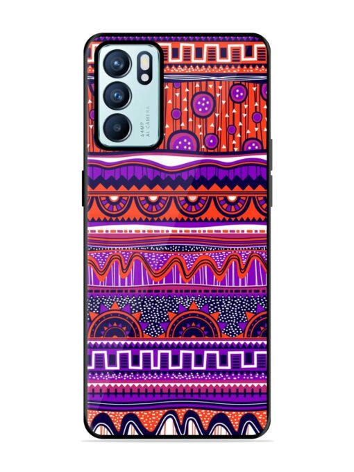 Ethnic Seamless Pattern Glossy Metal TPU Phone Cover for Oppo Reno 6 (5G) Zapvi