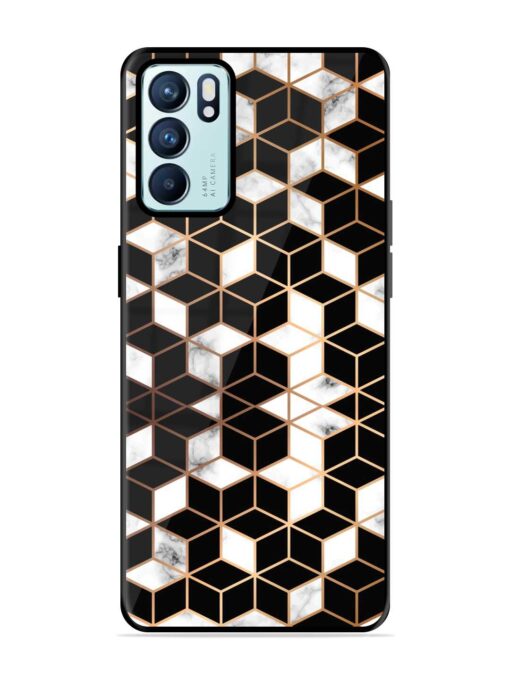 Vector Marble Texture Glossy Metal Phone Cover for Oppo Reno 6 (5G)