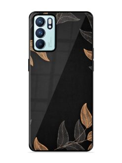 Foliage Art Glossy Metal Phone Cover for Oppo Reno 6 (5G)