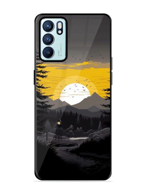 Sunset Vector Glossy Metal Phone Cover for Oppo Reno 6 (5G) Zapvi