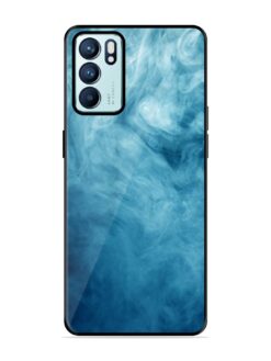 Blue Smoke Art Glossy Metal Phone Cover for Oppo Reno 6 (5G)
