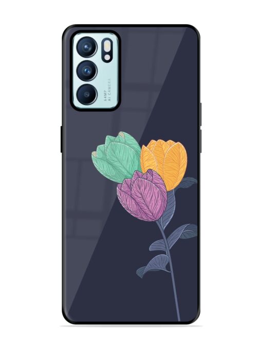 Flower Vector Glossy Metal Phone Cover for Oppo Reno 6 (5G) Zapvi