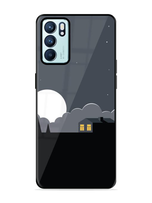 Full Moon Vector Art Glossy Metal Phone Cover for Oppo Reno 6 (5G)