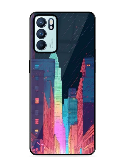 Minimal City Art Glossy Metal Phone Cover for Oppo Reno 6 (5G) Zapvi