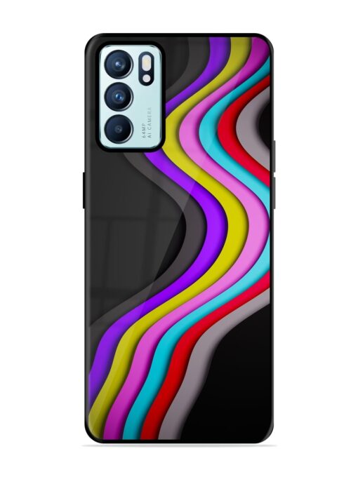 Liquid Blue Abstract Glossy Metal Phone Cover for Oppo Reno 6 (5G)