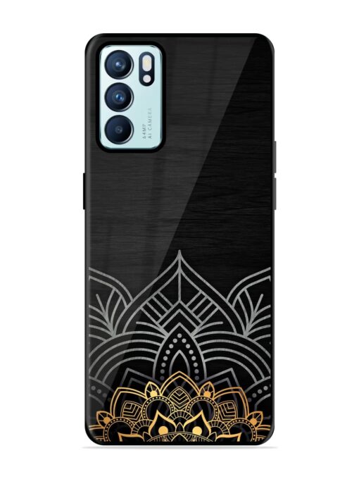 Decorative Golden Pattern Glossy Metal Phone Cover for Oppo Reno 6 (5G) Zapvi