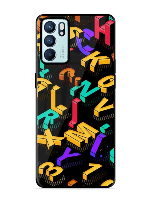 Seamless Pattern With Letters Glossy Metal Phone Cover for Oppo Reno 6 (5G) Zapvi