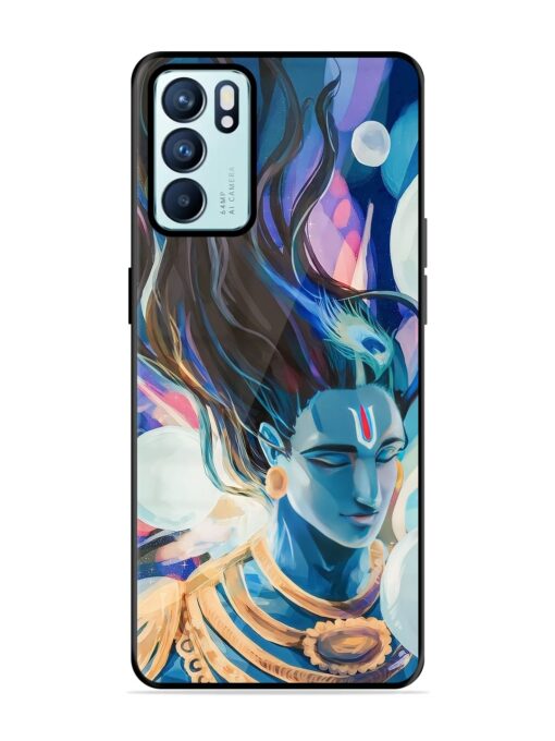 Bhagwan Sri Krishna Glossy Metal Phone Cover for Oppo Reno 6 (5G) Zapvi