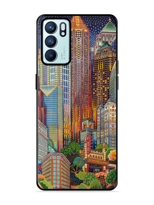 Cityscapes Art Glossy Metal Phone Cover for Oppo Reno 6 (5G)