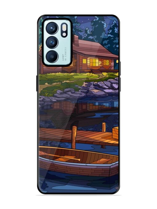 Village Night Scene Glossy Metal Phone Cover for Oppo Reno 6 (5G) Zapvi