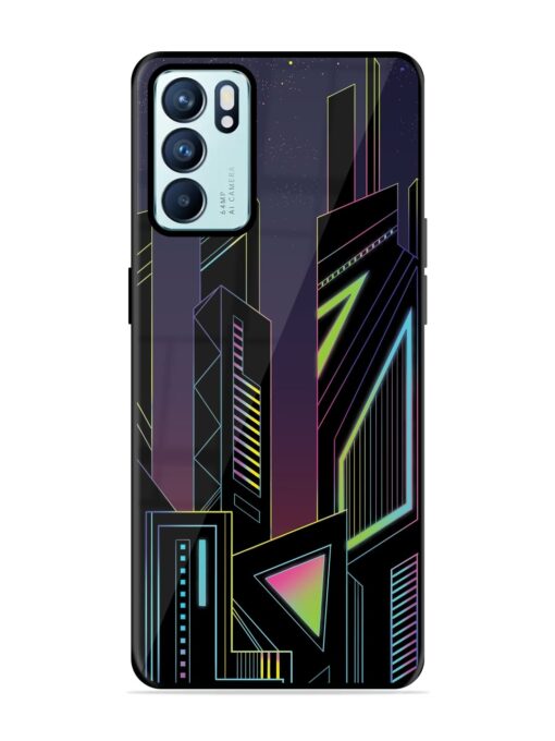 Neon Dreamscape Glossy Metal Phone Cover for Oppo Reno 6 (5G) Zapvi