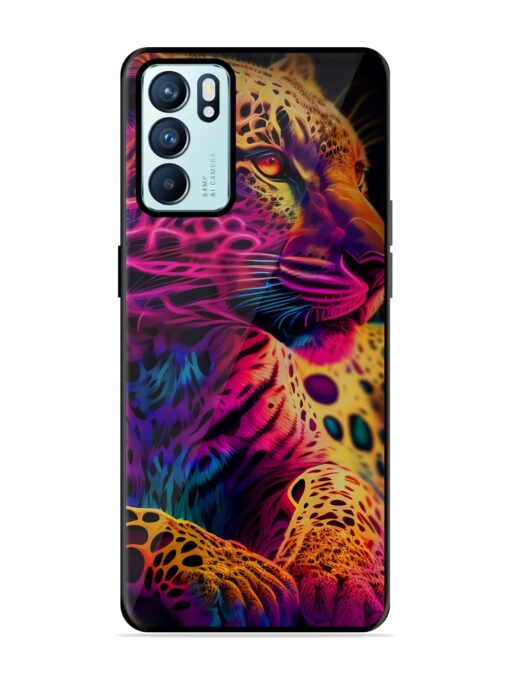 Leopard Art Glossy Metal Phone Cover for Oppo Reno 6 (5G) Zapvi