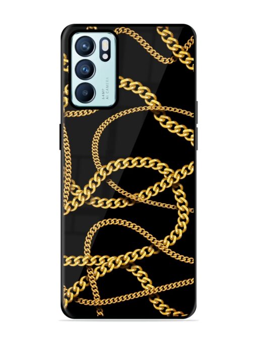 Decorative Golde Chain Glossy Metal Phone Cover for Oppo Reno 6 (5G) Zapvi