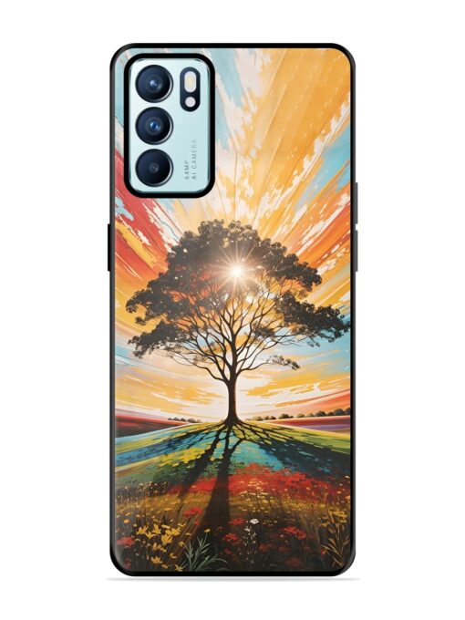 Abstract Tree Colorful Art Glossy Metal Phone Cover for Oppo Reno 6 (5G) Zapvi