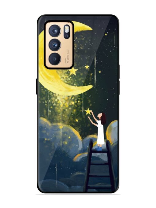 Moonlight Healing Night Illustration Glossy Metal TPU Phone Cover for Oppo Reno 6 Pro (5G) Zapvi