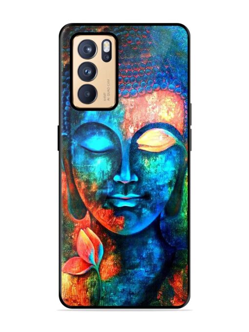 Buddha Painting Glossy Metal Phone Cover for Oppo Reno 6 Pro (5G) Zapvi