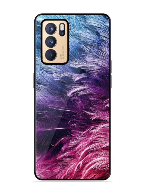 Light Grey Feather Background Glossy Metal Phone Cover for Oppo Reno 6 Pro (5G) Zapvi