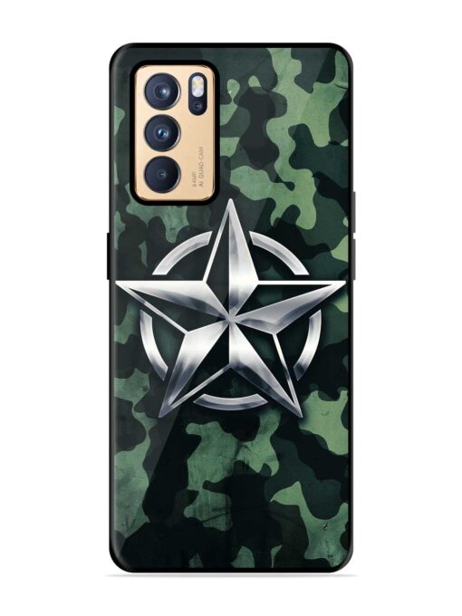 Indian Army Star Design Glossy Metal Phone Cover for Oppo Reno 6 Pro (5G) Zapvi