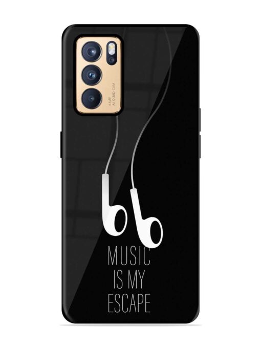 Music Is My Escape Glossy Metal Phone Cover for Oppo Reno 6 Pro (5G) Zapvi