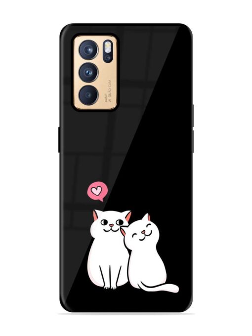 Cat Love Glossy Metal Phone Cover for Oppo Reno 6 Pro (5G) Zapvi