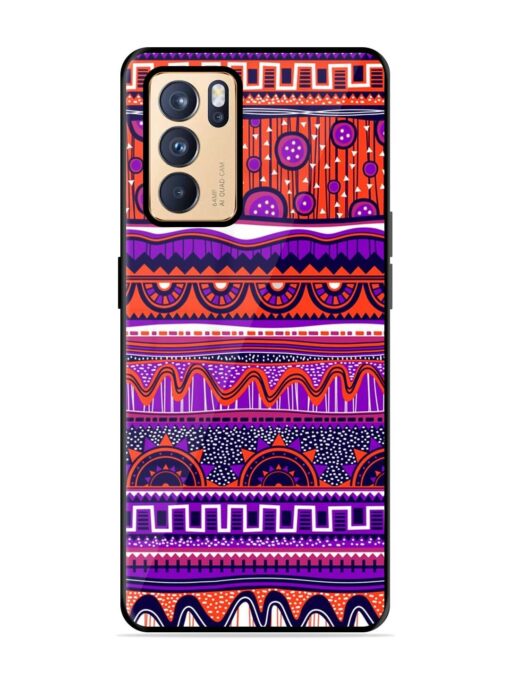 Ethnic Seamless Pattern Glossy Metal TPU Phone Cover for Oppo Reno 6 Pro (5G) Zapvi