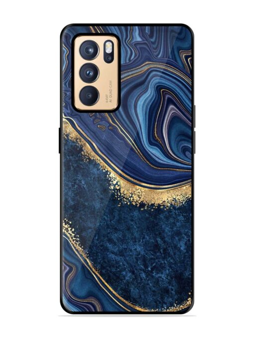 Abstract Background Blue Glossy Metal TPU Phone Cover for Oppo Reno 6 Pro (5G)