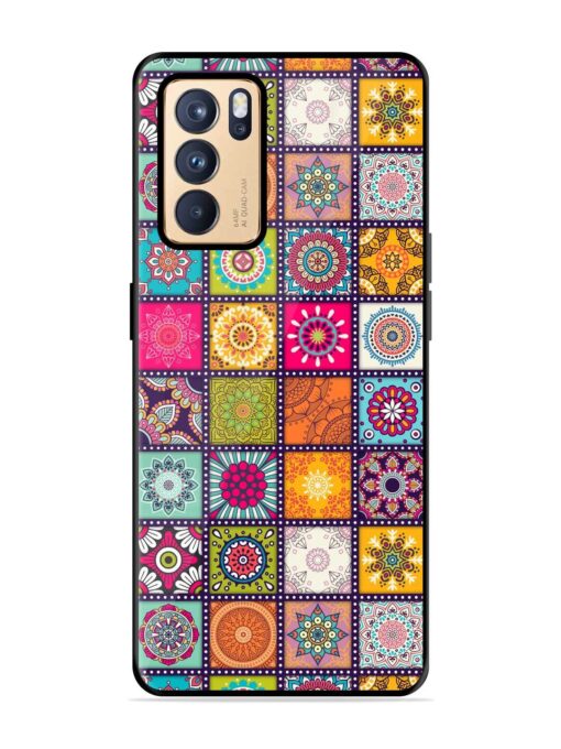 Seamless Pattern Vintage Glossy Metal Phone Cover for Oppo Reno 6 Pro (5G) Zapvi