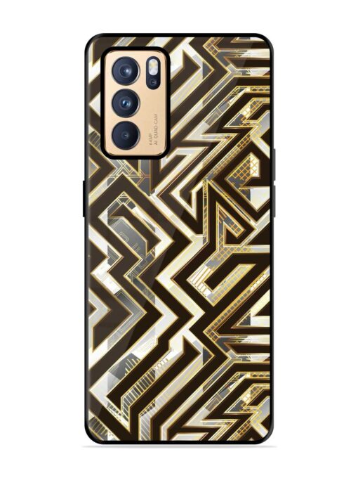 Technology Geometric Seamless Glossy Metal Phone Cover for Oppo Reno 6 Pro (5G)