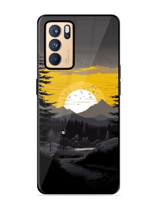 Sunset Vector Glossy Metal Phone Cover for Oppo Reno 6 Pro (5G) Zapvi