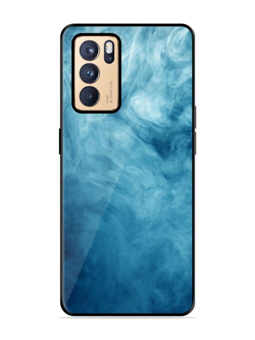 Blue Smoke Art Glossy Metal Phone Cover for Oppo Reno 6 Pro (5G)