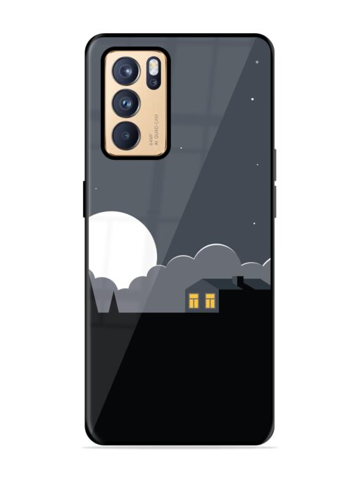 Full Moon Vector Art Glossy Metal Phone Cover for Oppo Reno 6 Pro (5G)