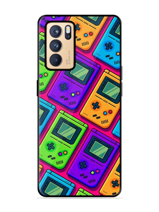 Game Seamless Pattern Glossy Metal Phone Cover for Oppo Reno 6 Pro (5G) Zapvi