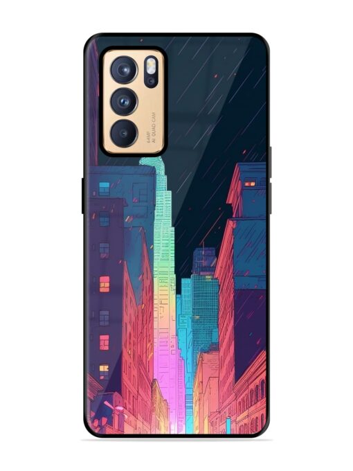 Minimal City Art Glossy Metal Phone Cover for Oppo Reno 6 Pro (5G) Zapvi