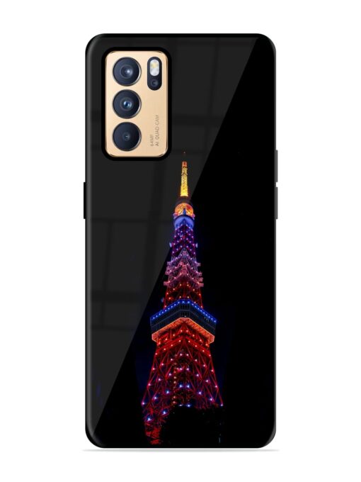 Eiffel Tower Night View Glossy Metal Phone Cover for Oppo Reno 6 Pro (5G)