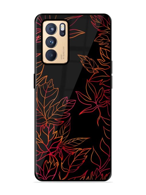 Red Floral Pattern Glossy Metal Phone Cover for Oppo Reno 6 Pro (5G) Zapvi