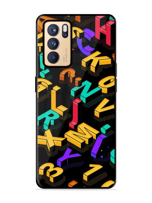 Seamless Pattern With Letters Glossy Metal Phone Cover for Oppo Reno 6 Pro (5G)