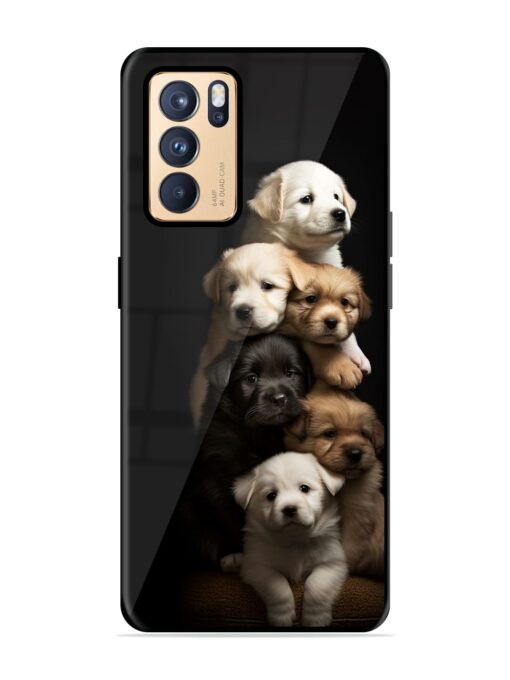 Cute Baby Dogs Glossy Metal Phone Cover for Oppo Reno 6 Pro (5G) Zapvi