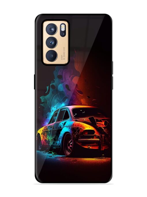 High Classic Car Art Glossy Metal Phone Cover for Oppo Reno 6 Pro (5G) Zapvi