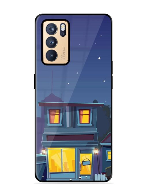 Vector Night House Glossy Metal Phone Cover for Oppo Reno 6 Pro (5G) Zapvi