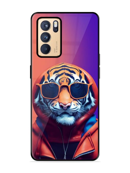 Tiger Animation Glossy Metal Phone Cover for Oppo Reno 6 Pro (5G) Zapvi