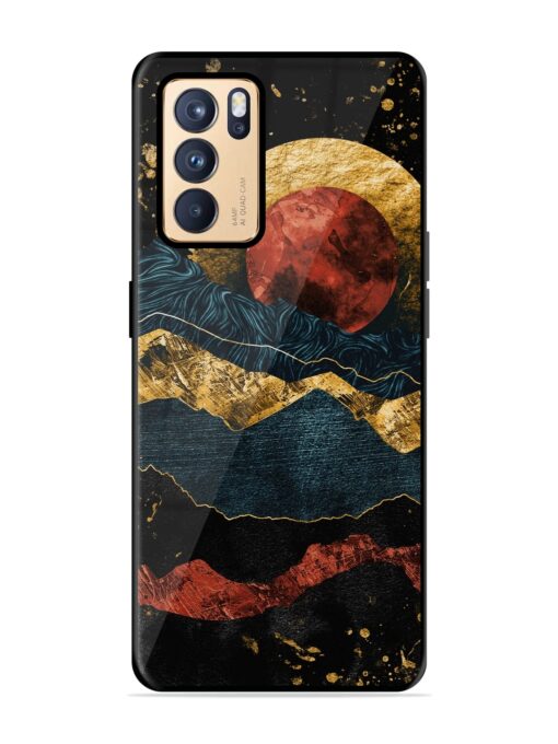 Gold Painting View Glossy Metal Phone Cover for Oppo Reno 6 Pro (5G) Zapvi