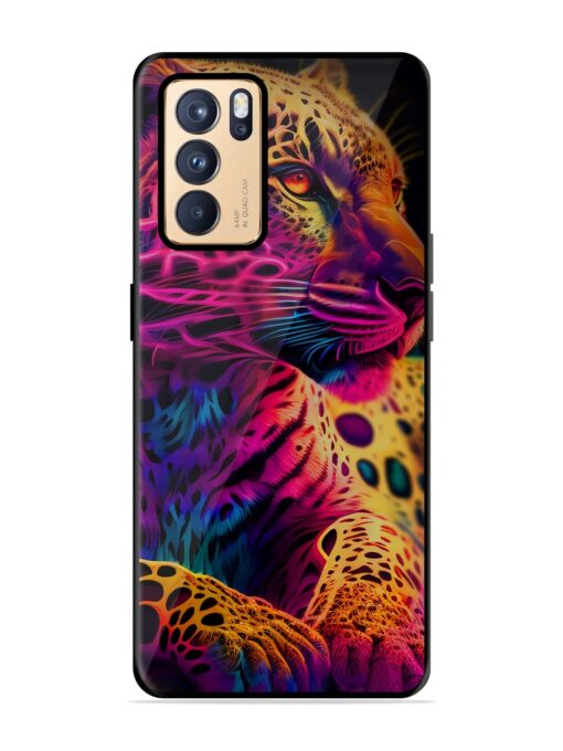 Leopard Art Glossy Metal Phone Cover for Oppo Reno 6 Pro (5G) Zapvi