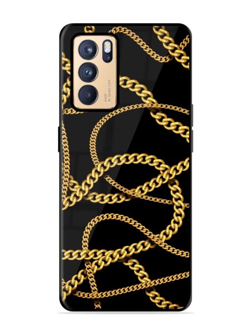 Decorative Golde Chain Glossy Metal Phone Cover for Oppo Reno 6 Pro (5G) Zapvi