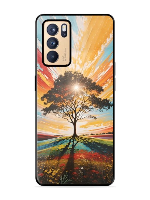 Abstract Tree Colorful Art Glossy Metal Phone Cover for Oppo Reno 6 Pro (5G) Zapvi